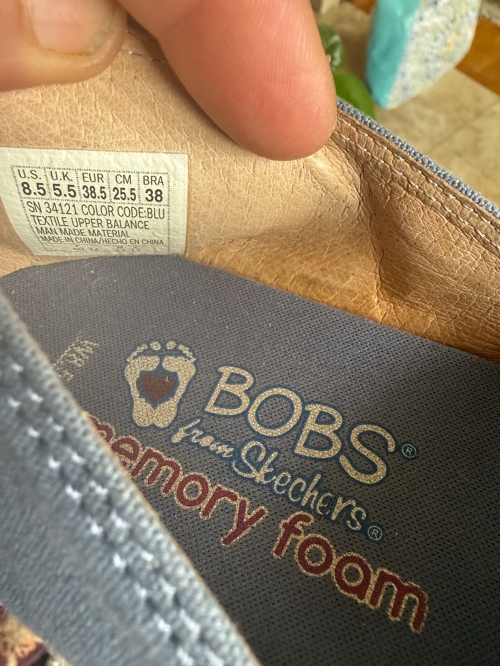 BOBS blue espadrille flat slip on shoe preowned good condition 8 1/2 - Picture 5 of 9